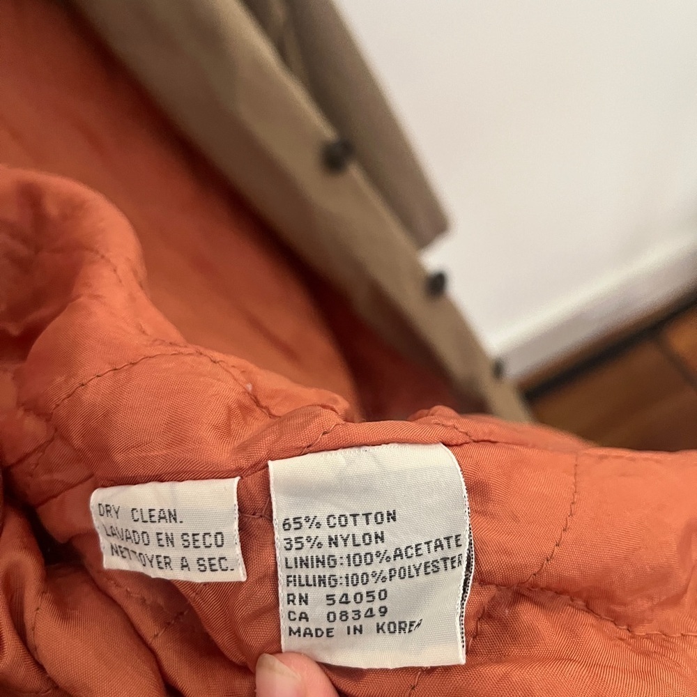 Vintage Tan Jackets with Front Buttons and Orange Quilted Liner - Picture 5 of 6